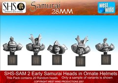 Samurai - Early Samurai Ornate Helmet Heads - West Wind Miniatures WWP-SHS-SAM2