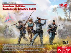 1/35 Піхота конфедератів, Громадянська війна в США, 4 фігури (ICM 35024), збірна пластикові