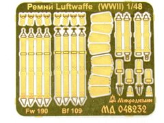 1/48 Привязные ремни для самолетов Luftwaffe Второй мировой, фототравленные (Микродизайн МД-048232)