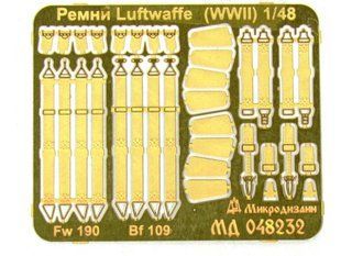 1/48 Привязные ремни для самолетов Luftwaffe Второй мировой, фототравленные (Микродизайн МД-048232)