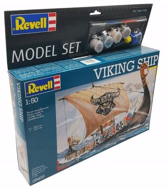 1/50 Драккар викингов Viking Ship, серия Model Set с красками и клеем (Revell 65403), сборная модель