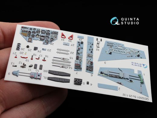 1/32 Обьемная 3D декаль для самолета Су-25, интерьер, для моделей Trumpeter (Quinta Studio QD32001)