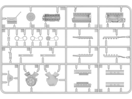 1/35 Німецькі механіки з двигуном MAYBACH HL 120 (Pz.Kpfw.III и Pz.Kpfw.IV) + ящик з інструментами (Miniart 35331), збірні пластикові