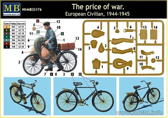 1/35 "Цена войны", европеец с велосипедом, 1944-45 года (Master Box 35176)