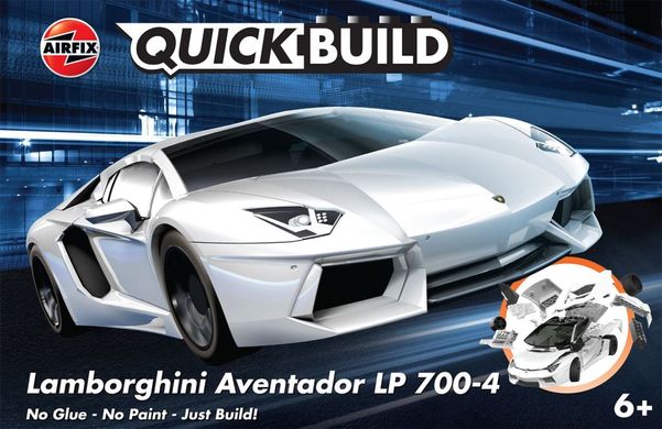 Автомобиль Lamborghini Aventador White, LEGO-серия Quick Build (Airfix J6019), простая сборная модель для детей