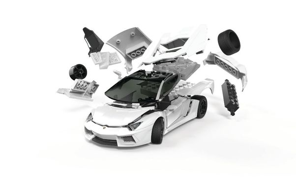 Автомобиль Lamborghini Aventador White, LEGO-серия Quick Build (Airfix J6019), простая сборная модель для детей