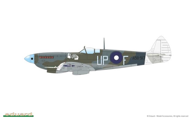 1/48 Spitfire Mk.VIII британский истребитель, серия Weekend Edition (Eduard 84159), сборная модель