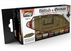 Набір фарб "Техніка Німеччини та Великобританії Першої світової", 6 фарб по 17 мл, акрил (Ammo by Mig A.MIG-7111 WWI British and German colors)