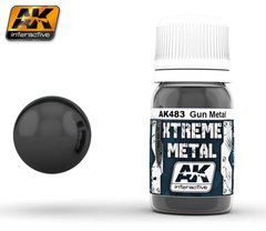 Металлик вороненная сталь, серия XTREME METAL, 30 мл (AK Interactive AK483 Gun Metal), эмалевый