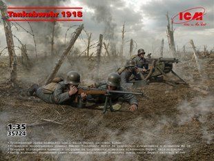 1/35 Tankabwehr 1918 - протитанкова група Першої світової, 4 фігури з Mauser Tankgewehr та MG-08 (ICM 35724), збірні пластикові