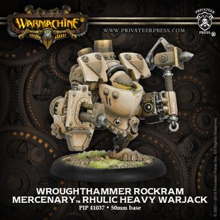 Mercenaries Wroughthammer Rockram, Rhulic Heavy Warjack, мініатюра Warmachine, нефарбована (Privateer Press), зібрана металева