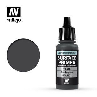 Грунтовка Темно-серый акрил-полиуретановая, 17 мл (Vallejo 70603 German Dunkelgrau RAL7021 Surface Primer Acrylic-Polyurethane)