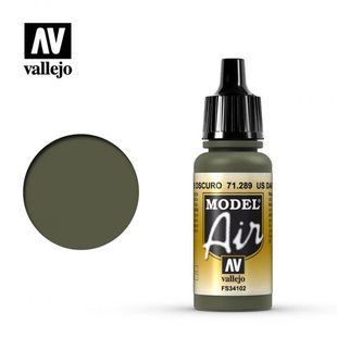 Зеленый темный США FS34102, 17 мл (Vallejo Model Air 71289 US Dark Green) акриловая краска под аэрограф