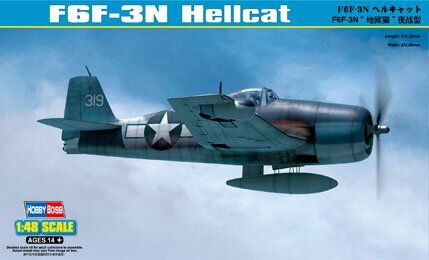 1/48 Grumman F6F-3N Hellcat американский палубный самолет (HobbyBoss 80340) сборная модель