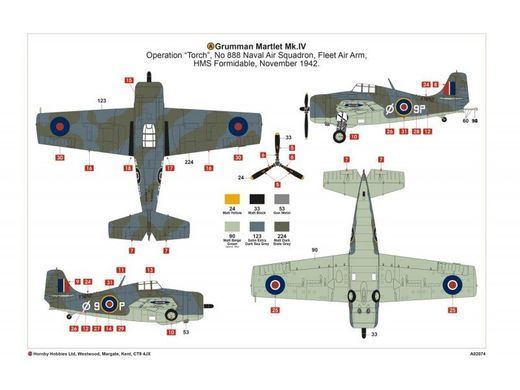 1/72 Grumman Martlet Mk.IV палубный самолет (Airfix 02074) сборная масштабная модель
