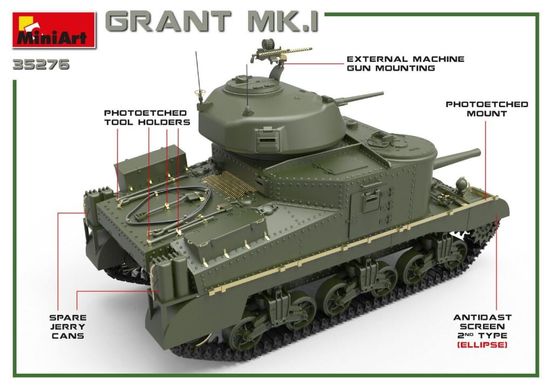1/35 Grant Mk.I британський танк + комплект скаток, мішків, рюкзаків (MiniArt 35276), збірна модель