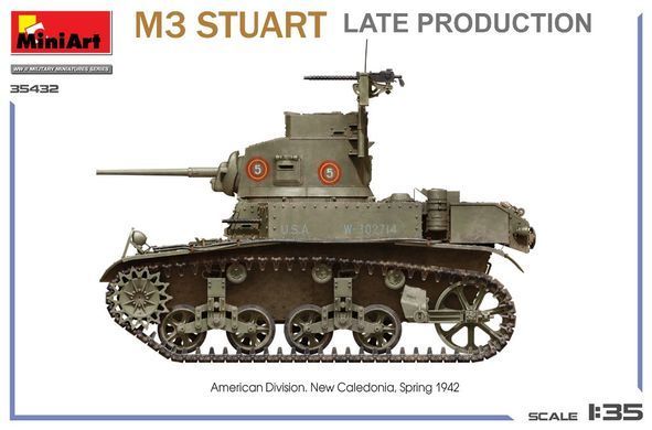 1/35 Легкий танк M3 Stuart пізнього виробництва (MiniArt 35432), збірна модель