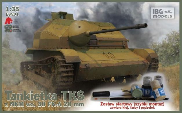 1/35 Танкетка TKS с 20-мм пушкой NKM wz.38 FK-A, простая сборка + краски, клей, кисть (IBG Models 3501) ИНТЕРЬЕРНАЯ модель