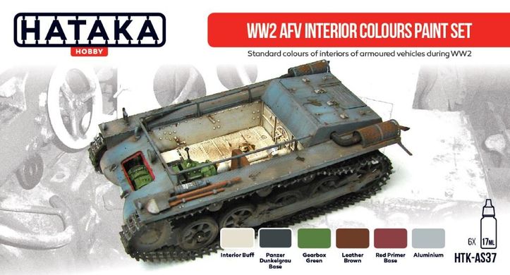 Набор красок WW2 AFV Interior Colours, 6 штук (Red Line) Hataka AS-37