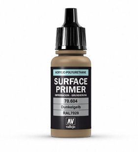 Vallejo 70604 Грунтовка Темно-желтый акрил-полиуретановая, 17 мл (German Dunkelgelb RAL7028 Surface Primer Acrylic-Polyurethane)