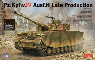 1/35 Танк Pz.Kpfw.IV Ausf.H, в комплекте металлический&nbsp;ствол, металлические бронеэкраны, двигатель, рабочие траки и детали 3Д-печати (Rye Field Model RM5127), сборная модель