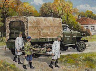 1/35 Studebaker US6 с советским медицинским персоналом (ICM 35513), сборная модель