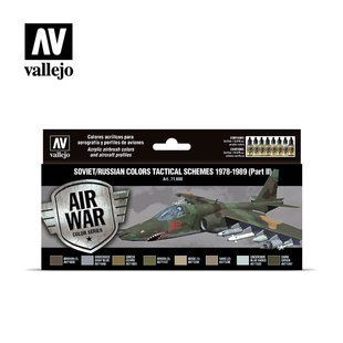 Набір фарб під аерограф "Авіація СРСР+: Soviet/russian Colors Tactical Schemes 1978-1989 (Part II)", 8 фарб по 18 мл, акрилові (Vallejo Model Air 71608 Paint Set)