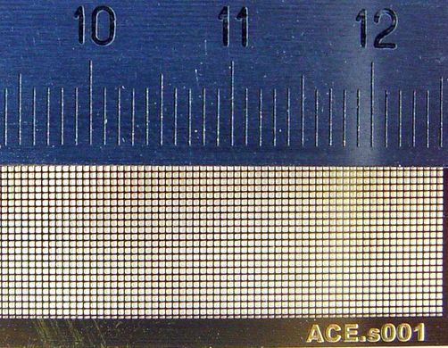 Фототравленная сетка прямая, ячейка 0.5х0.5 мм, пластинка 70х45 мм (ACE PES002 Straight mesh)