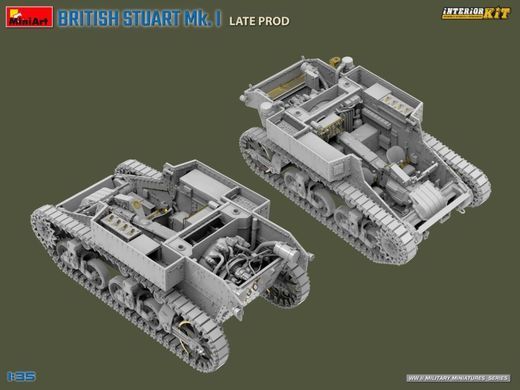 1/35 Британський легкий танк Stuart Mk.I пізнього виробництва, з повним інтер'єром (MiniArt 35441), збірна модель
