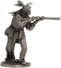 54 мм Индеец с ружьем, серия "Дикий Запад" оловянная миниатюра (EK Castings WW-13)