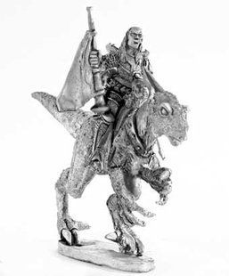 Mirliton Miniatures - Миниатюра 25-28 mm Fantasy - Dark Elf Trumpeter Raptor rider - MRLT-DE019