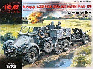 1/72 Krupp L2H143 Kfz.69 c пушкой Раk 36, артиллерийский тягач (ICM 72461), сборная модель