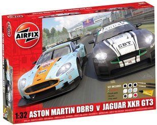 1/32 Aston Martin DBR9 и Jaguar XKR GT3 + клей + краска + кисточка (Airfix 50111) сборные модели