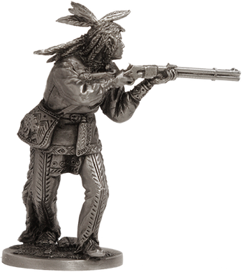 54 мм Индеец с ружьем, серия "Дикий Запад" оловянная миниатюра (EK Castings WW-13)
