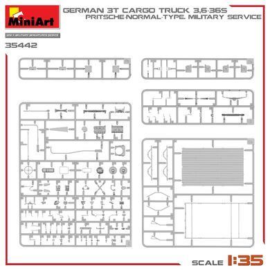 1/35 Німецька вантажівка&nbsp;Opel Blitz&nbsp;3,6-36S Pritsche-Normal-Type (MiniArt 35442), збірна модель
