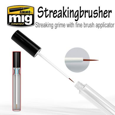 Имитация потеков СЕРО-ЗЕЛЕНЫЙ Streakingbrusher GREEN-GREY GRIME A.MIG-1256 Ammo by Mig Jimenez