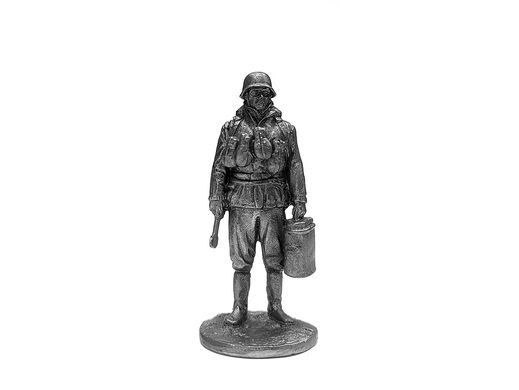 54мм Німецький солдат із термосами, Друга світова війна, колекційна олов'яна мініатюра