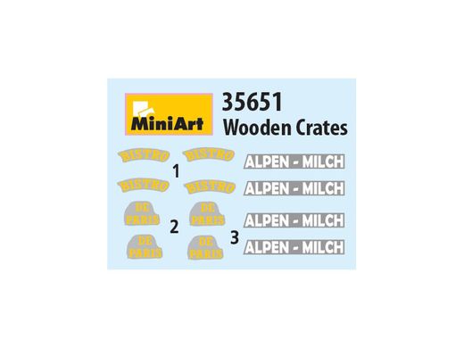 1/35 Дерев'яні ящики, 16 штук (Miniart 35651 Wooden Crates), збірні пластикові