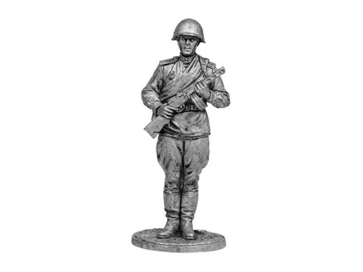 54 мм Гвардии красноармеец с ППШ, СССР 1943-45 года (EK Castings WW2-47), коллекционная оловянная миниатюра