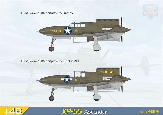 1/48&nbsp;XP-55 Ascender прототип винищувача (Modelsvit 4814), збірна модель
