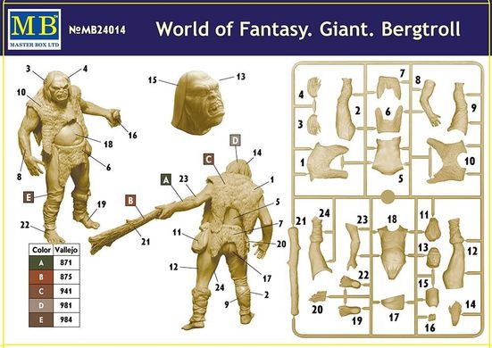 75 мм World of Fantasy. Giant. Bergtroll (Master Box 24014), пластик