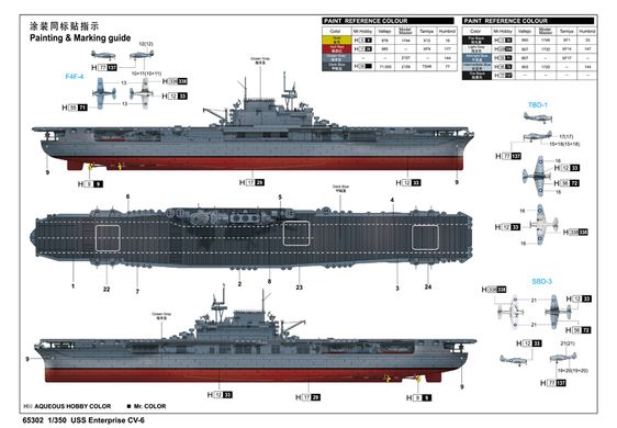 1/350 USS Enterprise CV-6 американський авіаносець (I Love Kit 65302), збірна модель