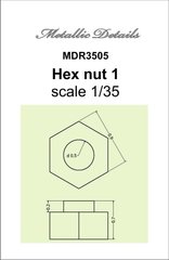1/35 Гайка шестигранная #1, 0.9 х 0.7 мм * 100 штук (Metallic Details MDR3505) Hex nut #1
