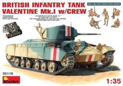 1/35 Valentine Мк.I британский пехотный танк с экипажем (MiniArt 35116) сборная модель