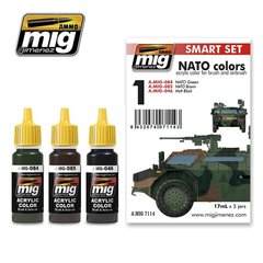 Набор красок "Техника НАТО", 3 краски по 17 мл, акрил (Ammo by Mig A.MIG-7114 NATO colors)