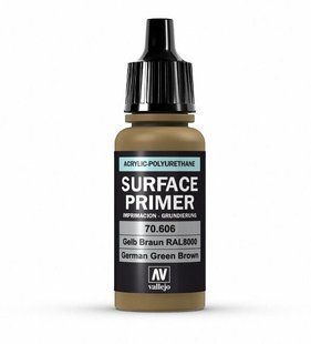 Vallejo 70606 Грунтовка Зелено-коричневый акрил-полиуретановая, 17 мл (German Green Brown RAL8000 Surface Primer Acrylic-Polyurethane)