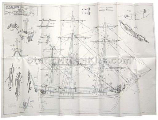 1/60 Фрегат HMS Bounty (Mantua Model Sergal 785) сборная деревянная модель