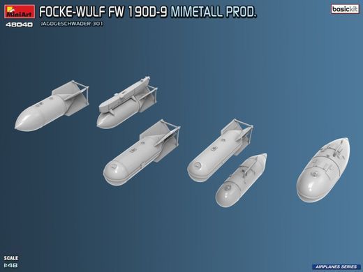 1/48 Винищувач Focke-Wulf&nbsp;FW-190D-9 Mimetall Prod. ескадрилії JG 301, серія Basic Kit (Miniart 48040), збірна модель