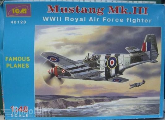 1/48 Mustang Mk.III истребитель британских ВВС (декаль не родная) без коробки (ICM 48123) сборная модель