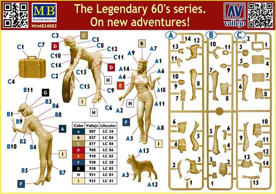 1/24 On new adventures! серия The Legendary 60's series, 3 фигуры (Master Box 24082), сборные пластиковые